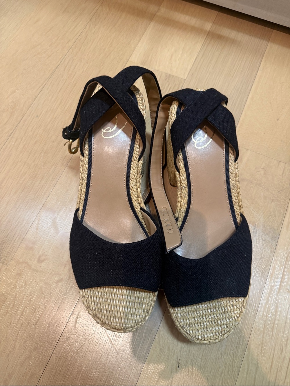 Sam Edelman Black Espadrille Wedge Sandals